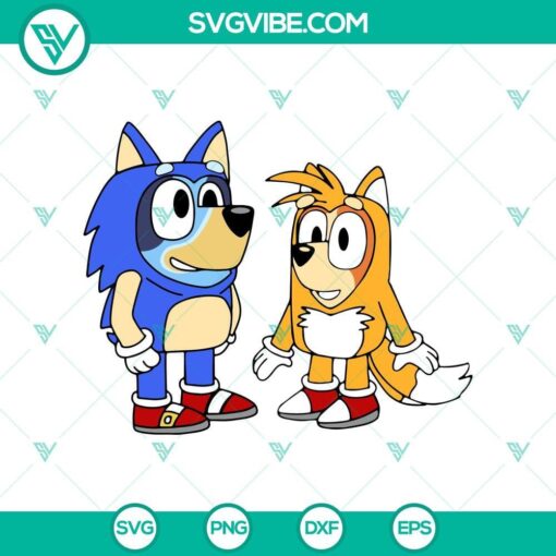 bluey bingo as sonic and tails svg image pack mockup