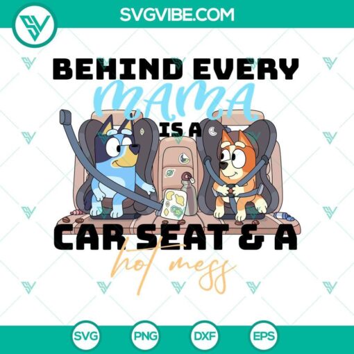 bluey bingo mom life svg car seat chaos bluey mama design mockup