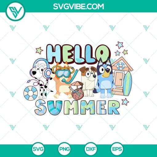 bluey friends summer greetings svg mockup