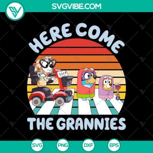 bluey grannies arrival svg humorous characters svg png mockup