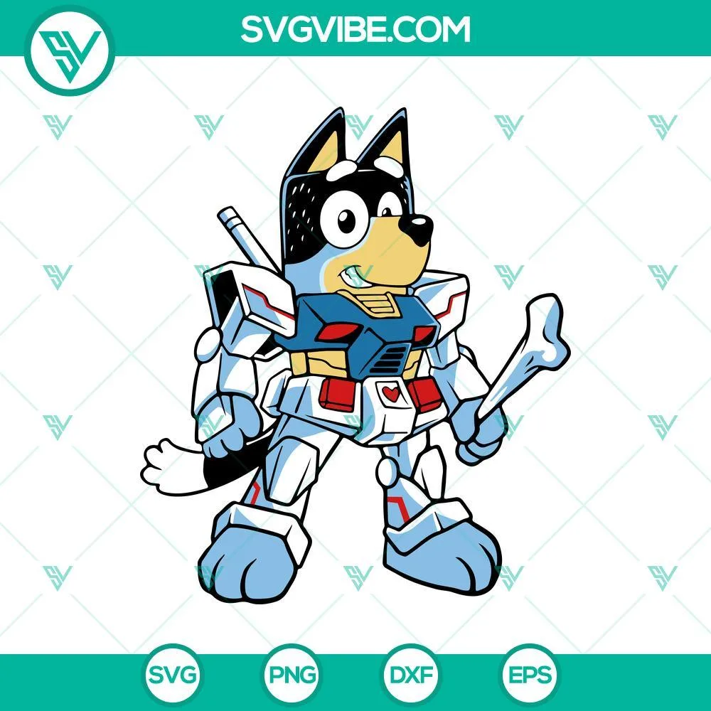 bluey gundam robot svg png vector clipart mockup