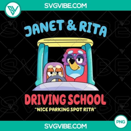 bluey janet ritas driving lesson png perfect parking rita png mockup