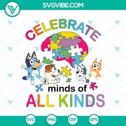 Awareness, Disney, SVG Files, Bluey Neurodiversity Celebration SVG, Bluey Minds 1