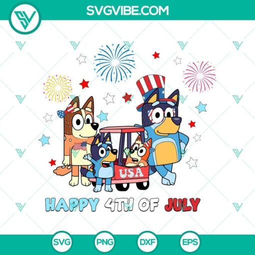 bluey patriotic 4th july svg bluey american family svg png mockup