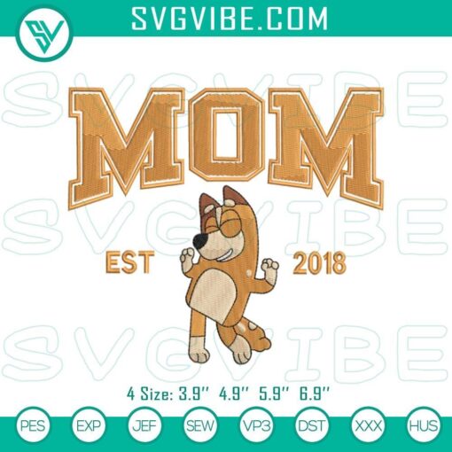 bluey s mum chilli heeler embroidery pattern mockup