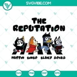 Disney, SVG Files, Bluey Taylor Swift & Muffin Bingo Socks SVG Reputation 3