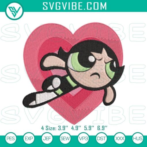 buttercup embroidery files from the powerpuff girls mockup