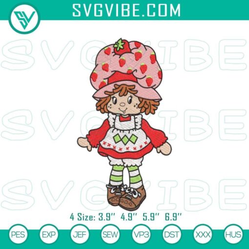 cartoon strawberry shortcake stitch design mockup