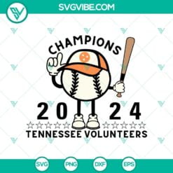 Baseball, Sports, SVG Files, Champions 2024 Tennessee Volunteers SVG PNG, 8