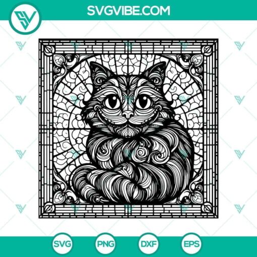 cheshire cat mandala stained glass svg design mockup