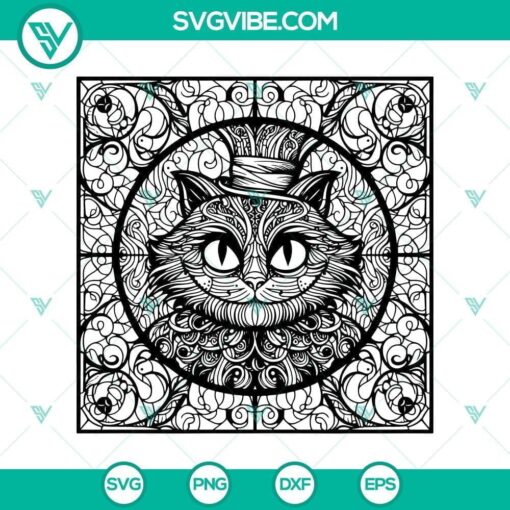 cheshire cat stained glass mandala svg alice wonderland svg mockup