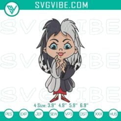 Disney Embroidery Designs, Embroidery Designs, Chibi Cruella de Vil Stitch 6