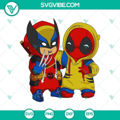 chibi deadpool wolverine 2024 svg png cut files mockup