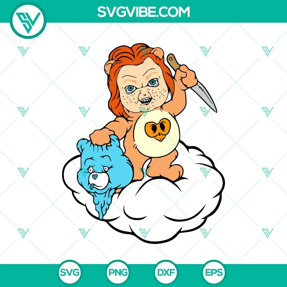 Cartoons, Halloween, SVG Files, Chucky-Themed Scary Care Bear Halloween SVG/PNG 1