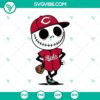 Cincinnati Reds Jack Skellington Halloween Baseball design, SVG and PNG files for MLB fans and Halloween enthusiasts.