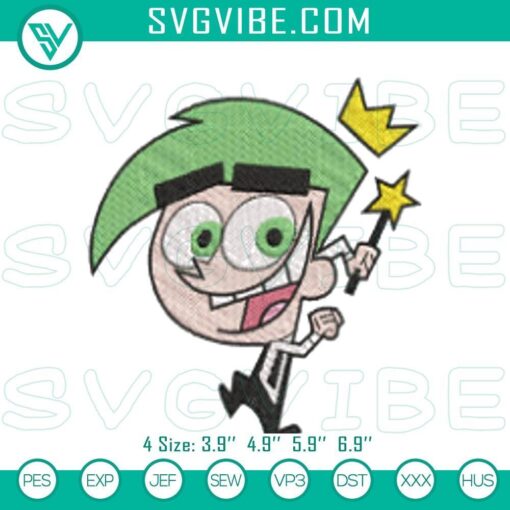 cosmo embroidery pattern from the fairly oddparents mockup