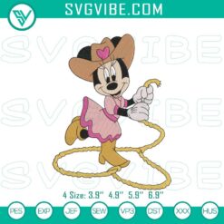 Disney Embroidery Designs, Embroidery Designs, Cowgirl Minnie Embroidery Design 2