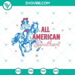 American, 4th Of July, SVG Files, Cowgirl Sweetheart & Horse SVG for 4th Of 24