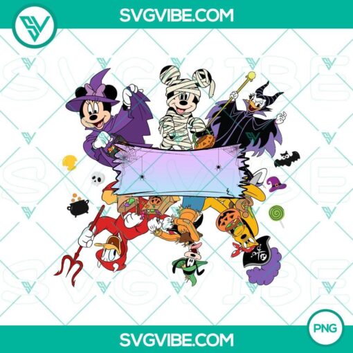 custom disney halloween banner with kids name mickey friends png mockup