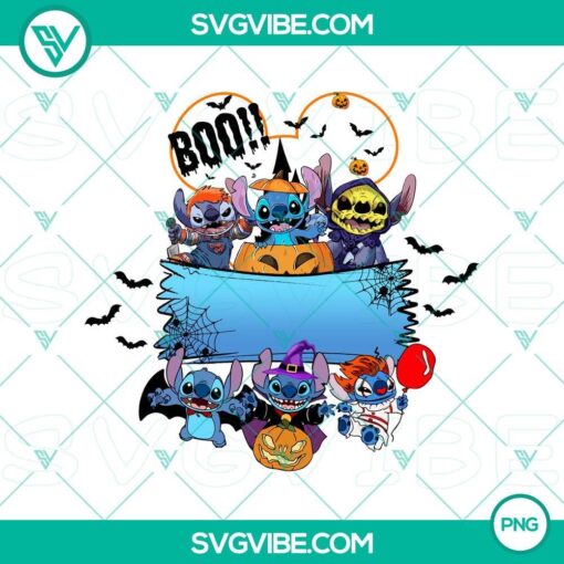 custom stitch halloween png with name scary characters design mockup