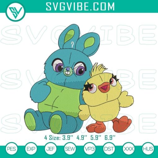 ducky bunny toy story 4 embroidery patterns files mockup