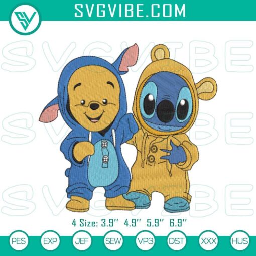 embroidery designs of stitch pooh bear files mockup