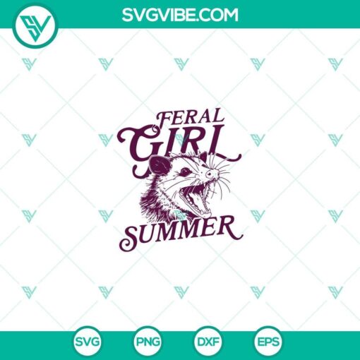 feral girl summer svg file funny opossum svg png mockup