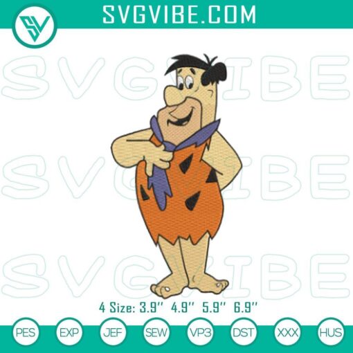 flintstone embroidery design of fred machine mockup