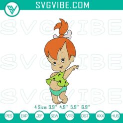 Cartoon Embroidery Designs, Embroidery Designs, Flintstones Pebbles Embroidery 3