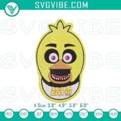 FNAF Chica the Chicken embroidery pattern, featuring a horror game character design with vibrant colors and intricate details.