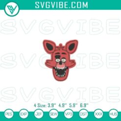 FNAF Foxy embroidery template showcasing Five Nights At Freddy's Pirate Fox design stitch file for crafting projects.