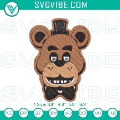 FNAF Freddy Fazbear embroidery pattern files for Five Nights at Freddy's design, ideal for crafting projects.