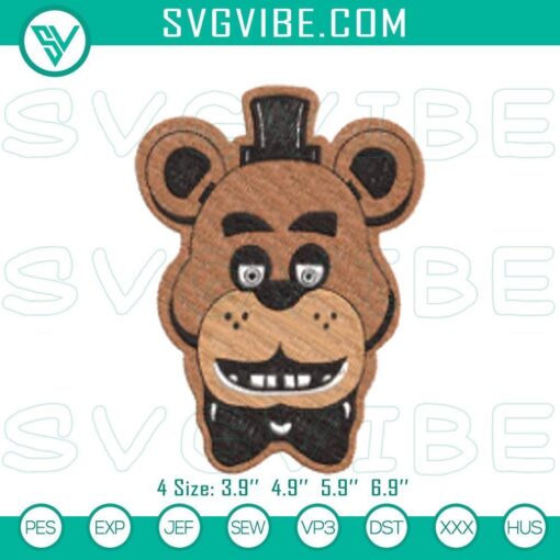 fnaf freddy fazbear embroidery pattern files mockup