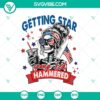 Skeleton bandana sunglasses American flag 4th of July SVG design for getting star spangled hammered celebration.