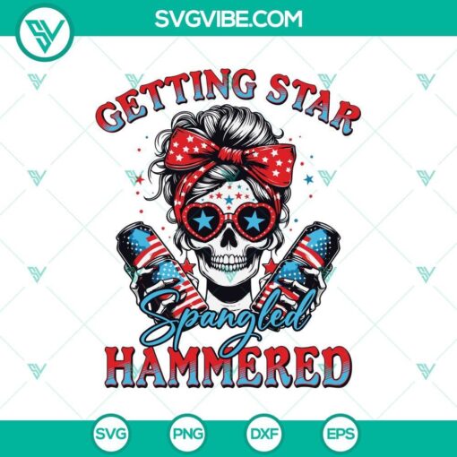 getting star spangled hammered svg skeleton girl 4th of july svg png mockup