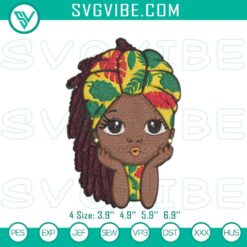 Embroidery Designs, Girl with Turban Peekaboo Embroidery Design File Juneteenth 2