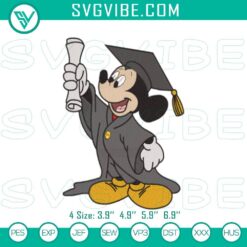 Disney Embroidery Designs, Embroidery Designs, Graduate Mickey Embroidery 4