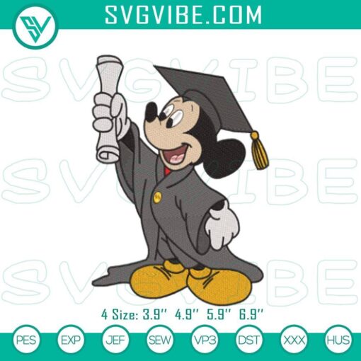 graduate mickey embroidery patterns mockup