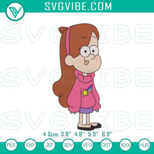 gravity falls mabel pines embroidery designs files mockup