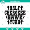 Half Cherokee Hawk Tuah, Hawk Tuah '24, Spit On That Thing SVG design with geometric shapes and typography, perfect for digital projects.