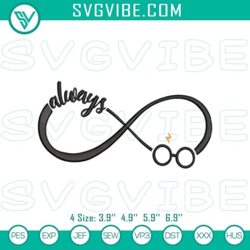 harry potter always infinity stitch design files mockup