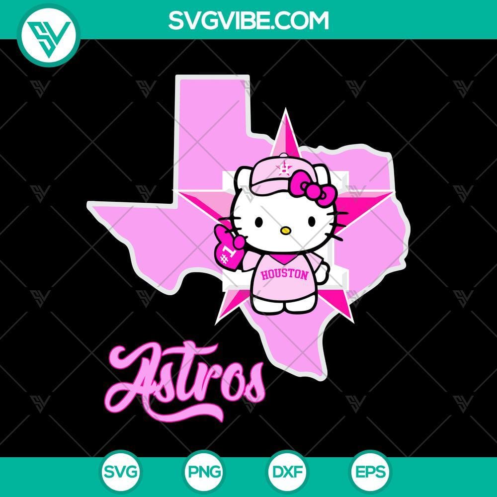Hello Kitty Astros SVG, Pink Texas Baseball Map SVG Hello Kitty Astros and Pink Texas Baseball Map SVG design with cute and sporty elements in a digital format. Great for fans and sports lovers.