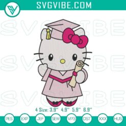 Embroidery Designs, School Embroidery Designs, Hello Kitty Graduation Stitch 2