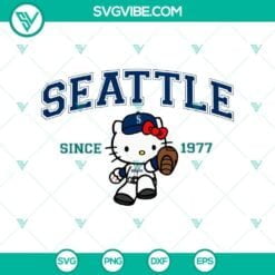 Cartoons, Sports, SVG Files, Hello Kitty Seattle Mariners MLB SVG PNG DXF EPS 24