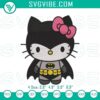 Hello Kitty superhero and Batman embroidery pattern files, cute mashup stitch design for crafts, digital download.