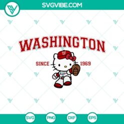 Cartoons, Sports, SVG Files, Hello Kitty Washington Nationals MLB SVG PNG DXF 21