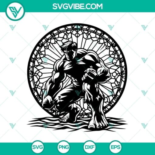 hulk illustration mandala stained glass style svg files mockup