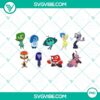 Inside Out 2 characters clipart PNG featuring new emotional characters Joy, Sadness, Anger, Fear, and Disgust in high-quality resolution.