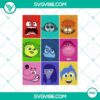 Inside Out characters faces PNG featuring Anger, Joy, Ennui, Envy, Anxiety, Sadness, Disgust, Bing Bong, and Embarrassment.