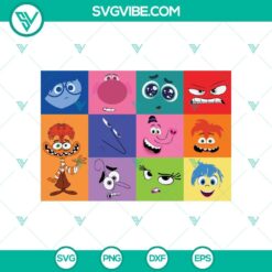 Disney, SVG Files, Inside Out 2 Faces SVG, Inside Out 2 Characters SVG Inside 14